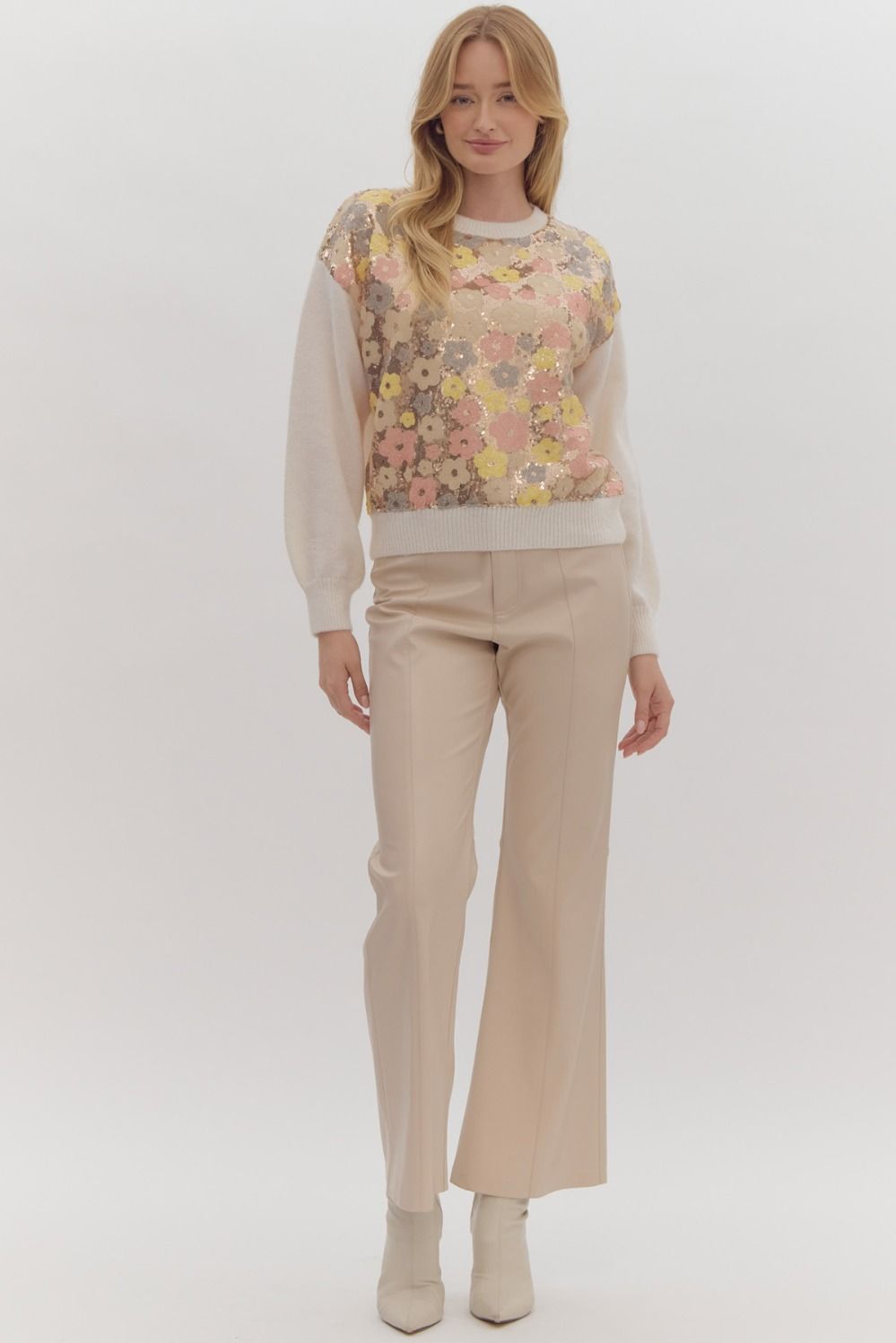 Flower Power Sequin Embellished Sweater