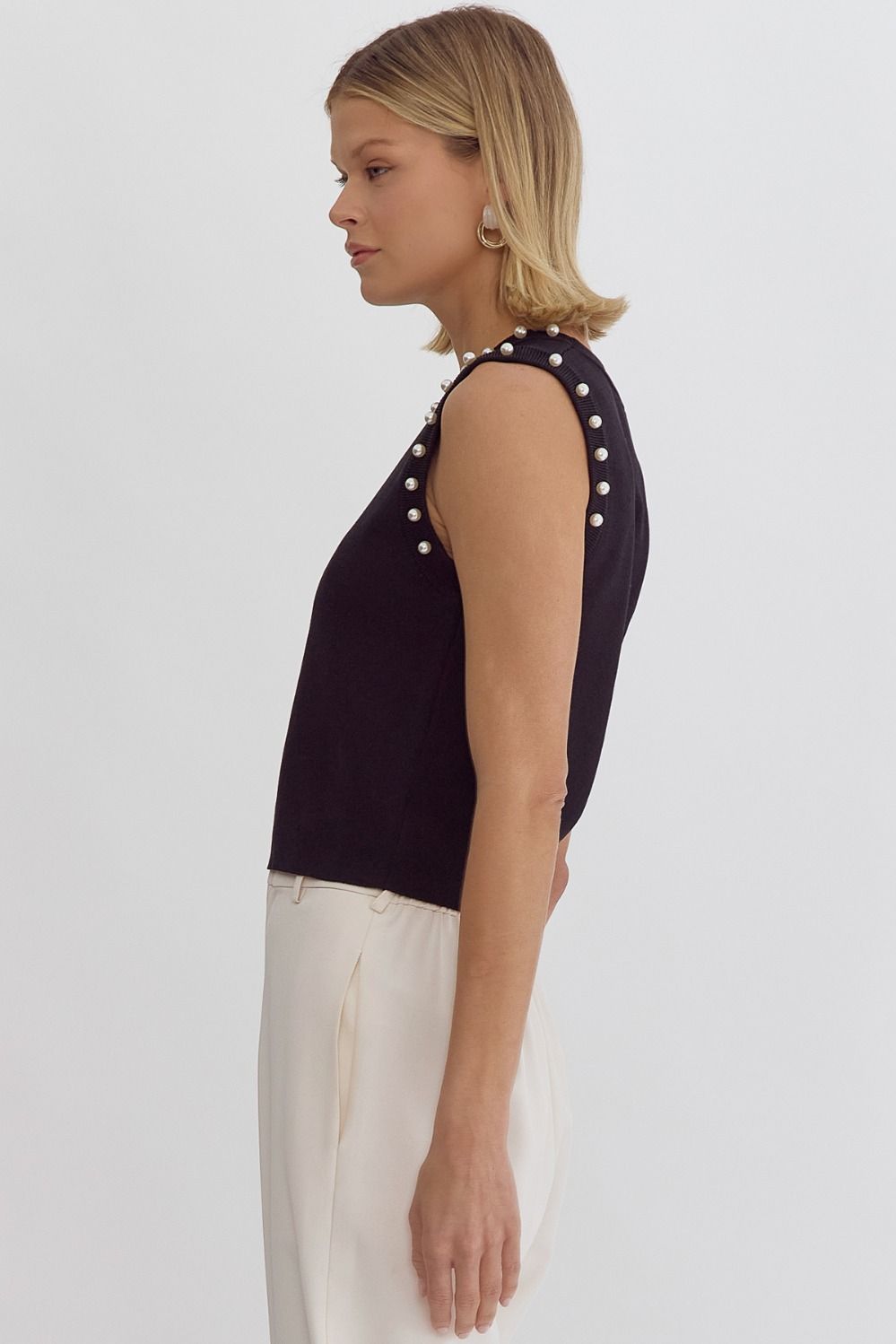 Pearl Me Up Crop Knit Top