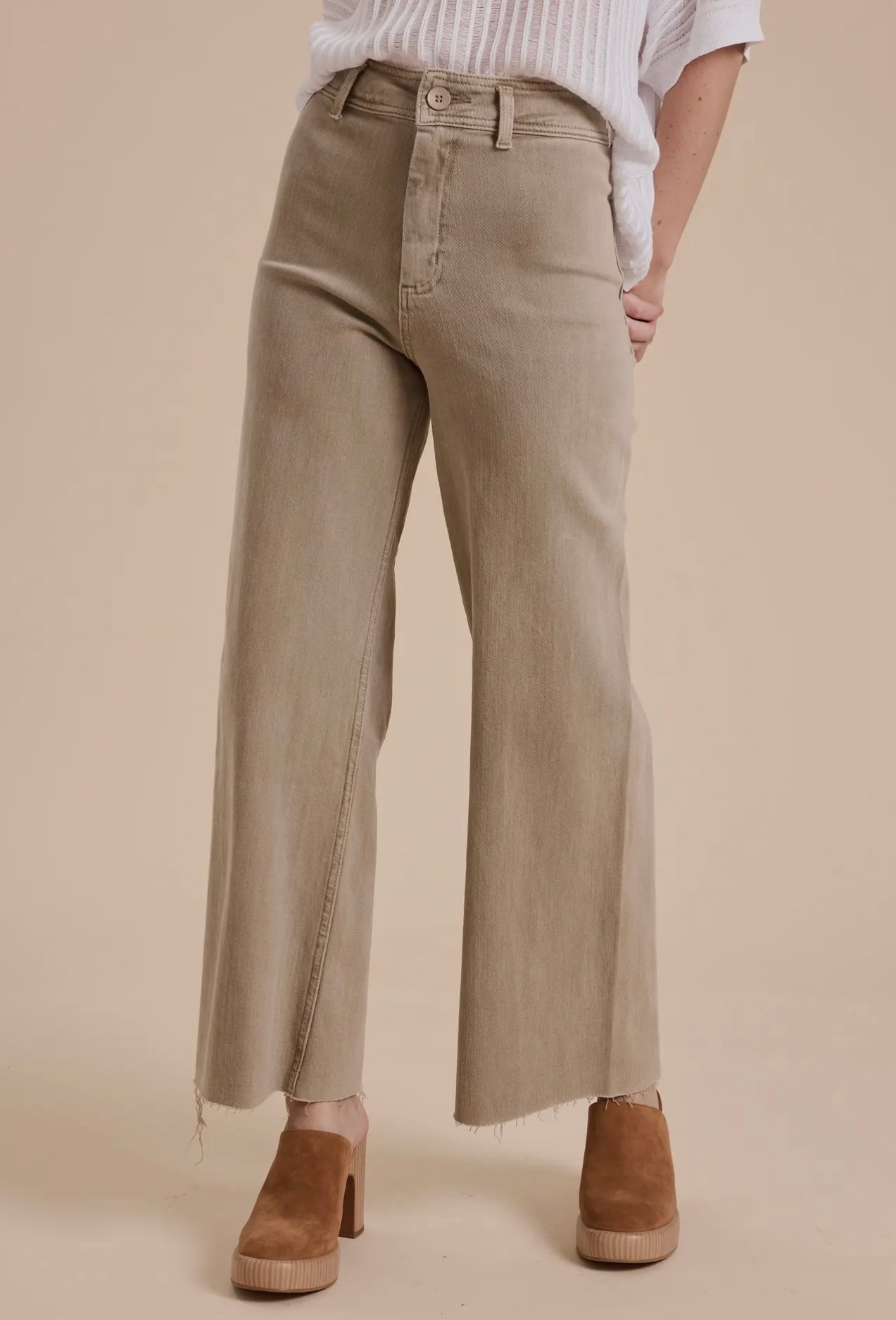 Miou Muse Straight Wide Leg Denim-Stone