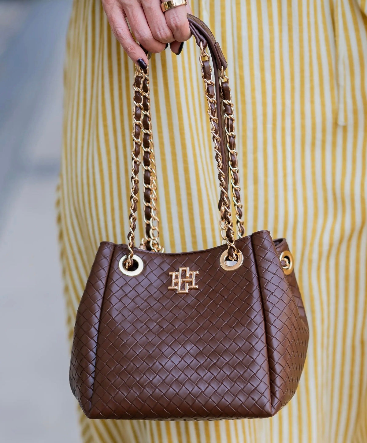Lainey Mini Tote Woven Chocolate Purse~Caroline Hill