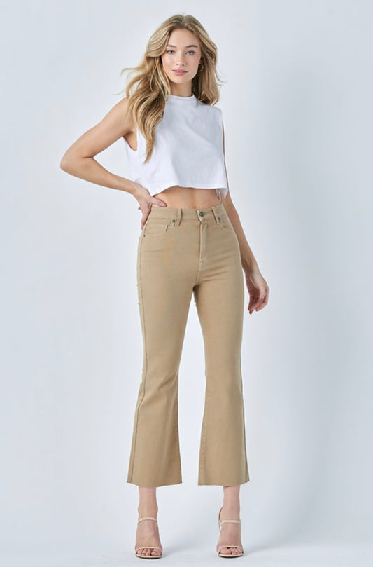 Hidden Happi Crop Flare Jeans- Wheat