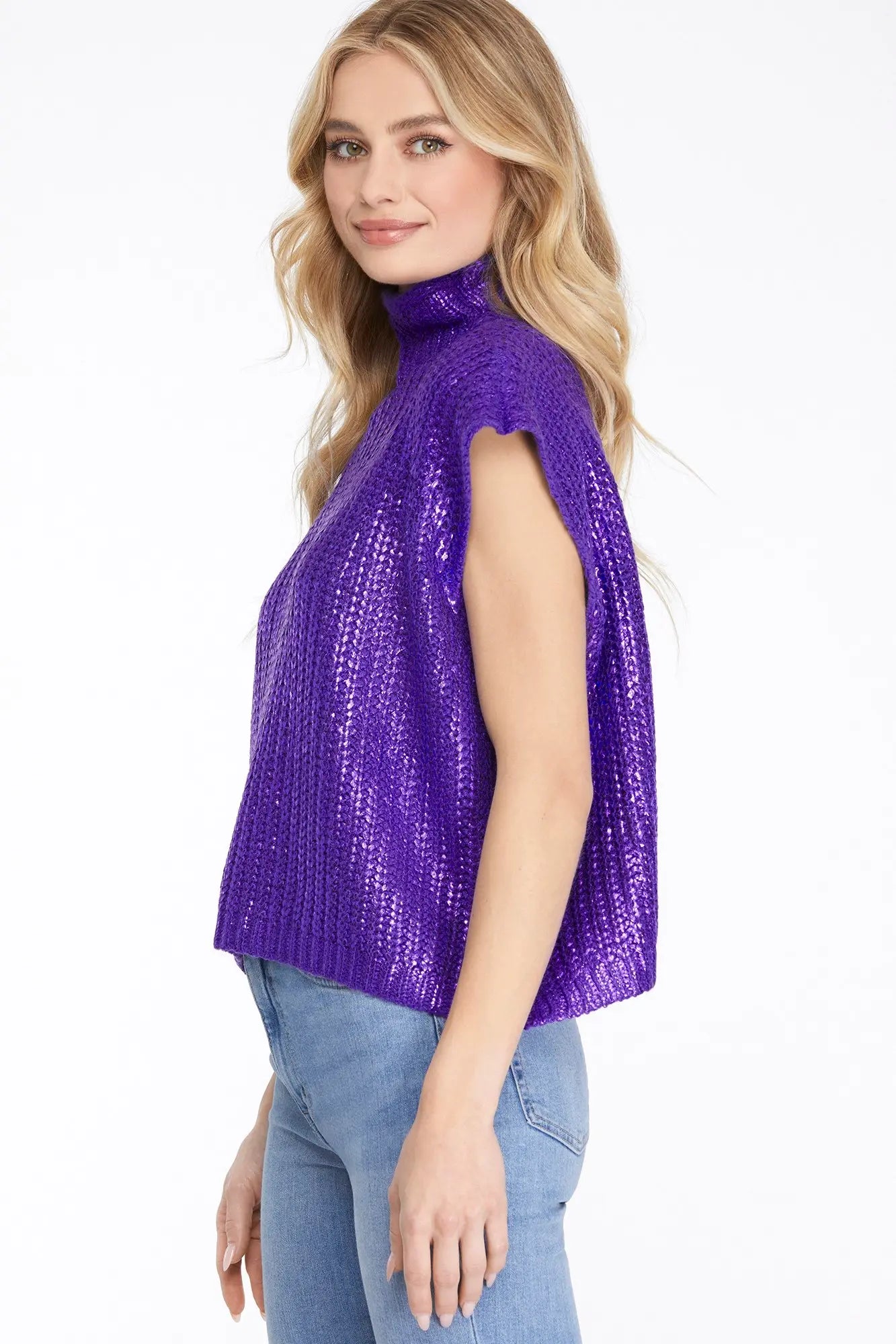 Purple Metallic Sweater