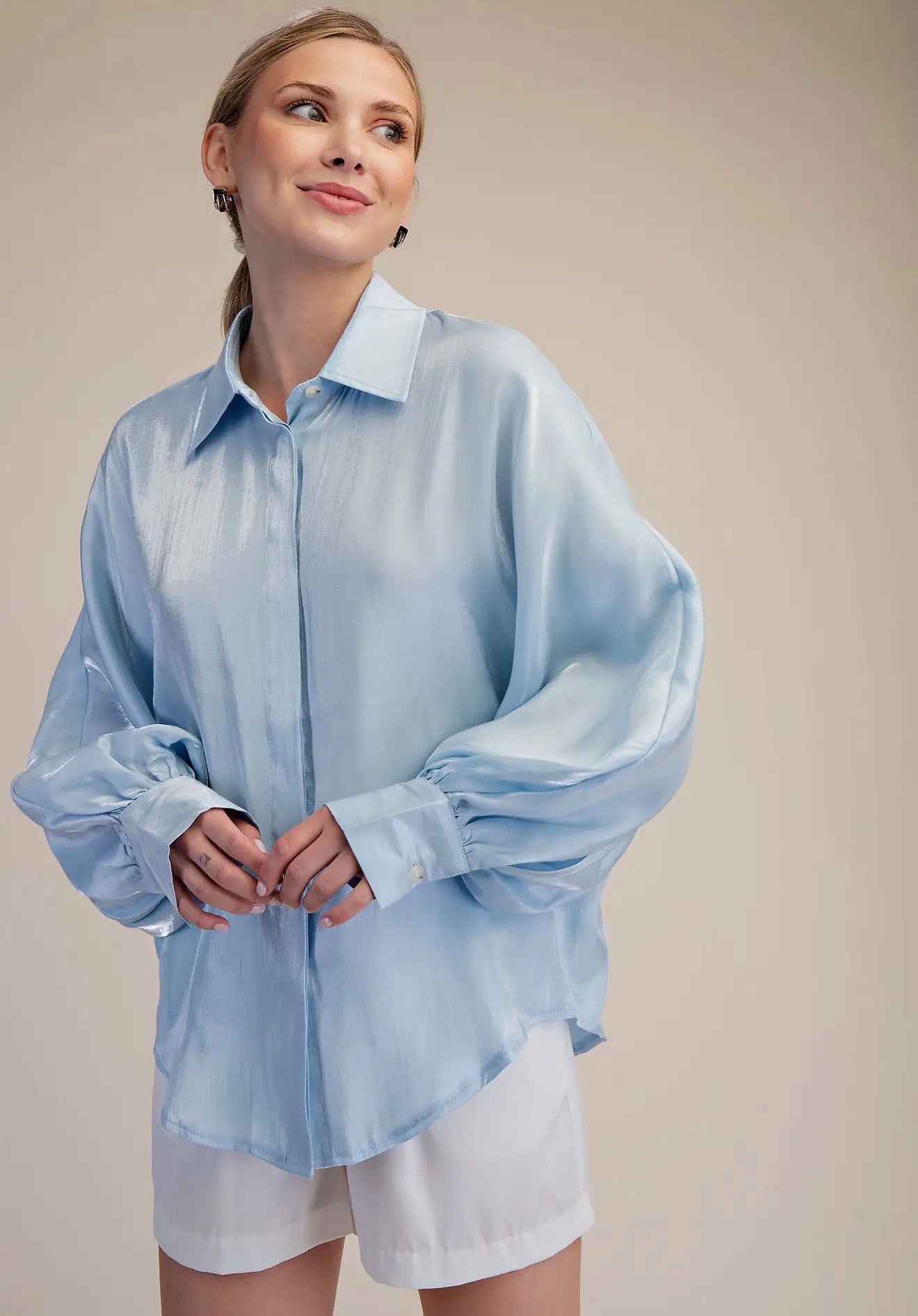 Voluminous Sky Blue Blouse