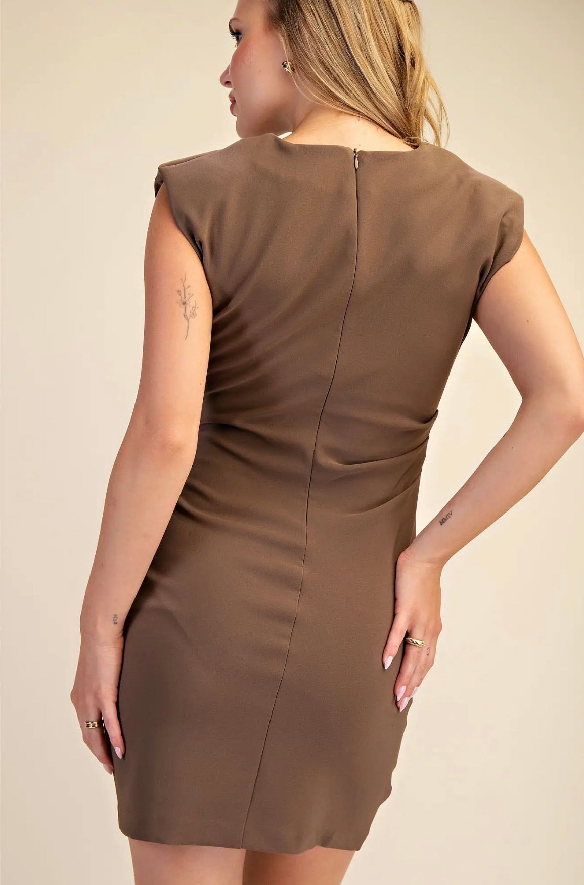 Rich Chocolate Brown Ruched Dress