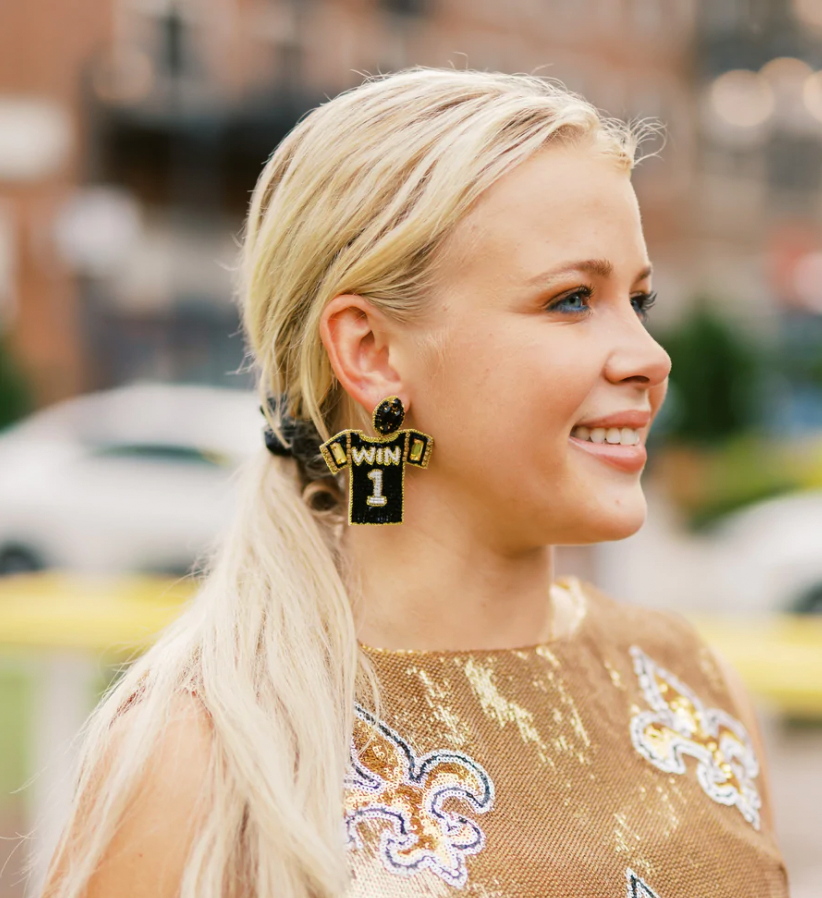 Black & Gold Jersey Earrings