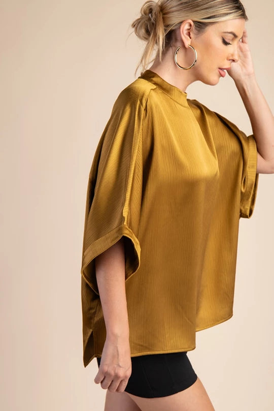 Mustard Mock Neck Blouse