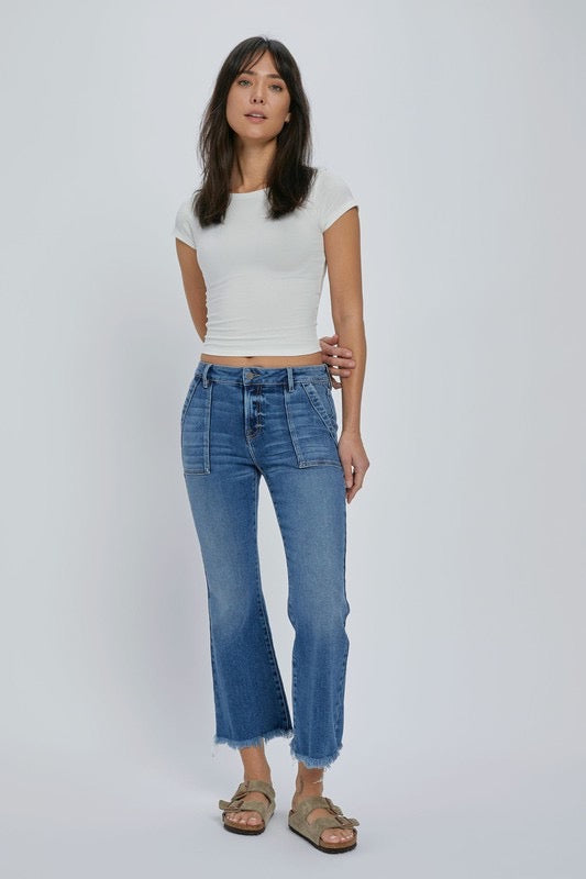 Hidden Happi Cargo Cropped Flare Jeans