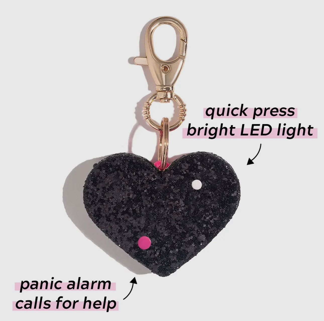 Black Glitter Alarm Keychain