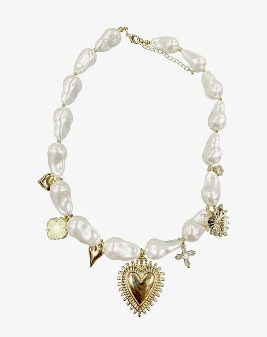 Mia Heart Pearl Charm Necklace