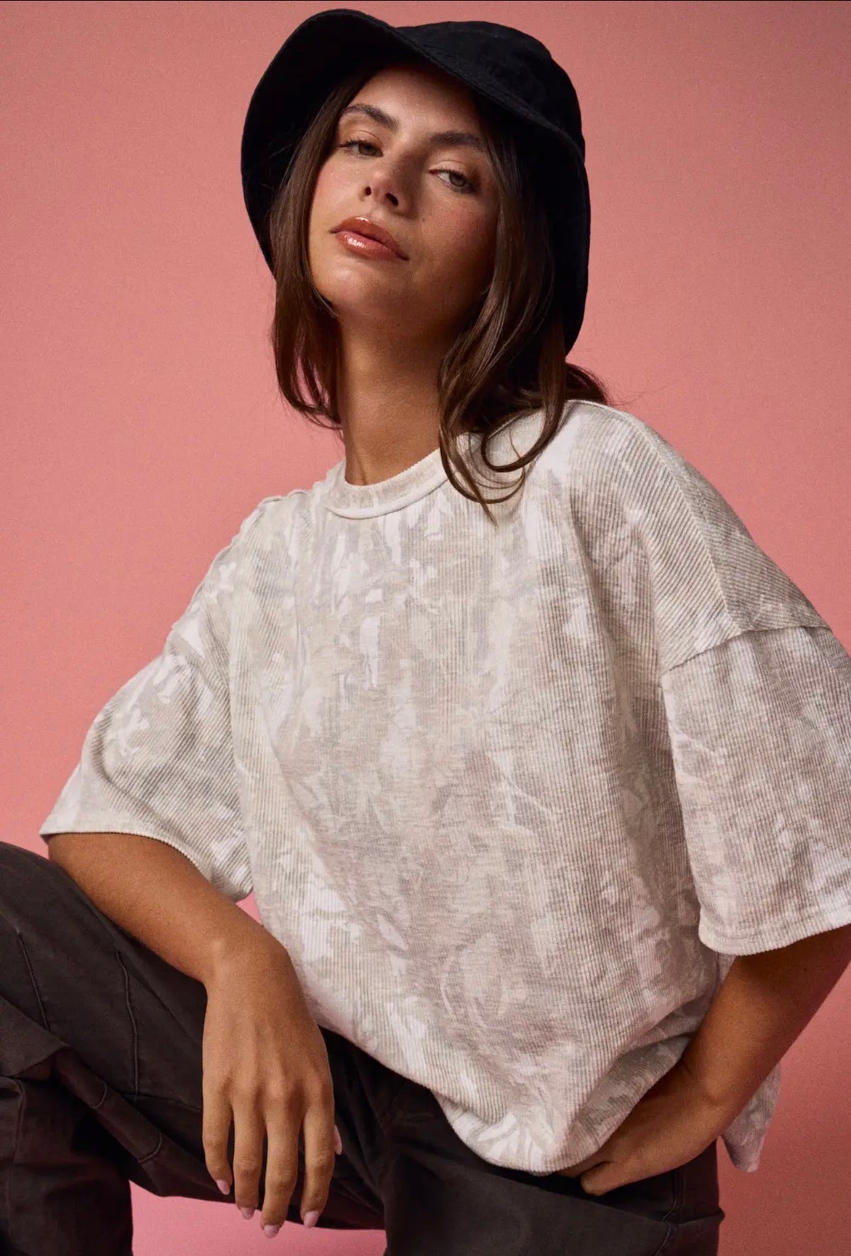 Nature Camo Ribbed Loose Fit Tee