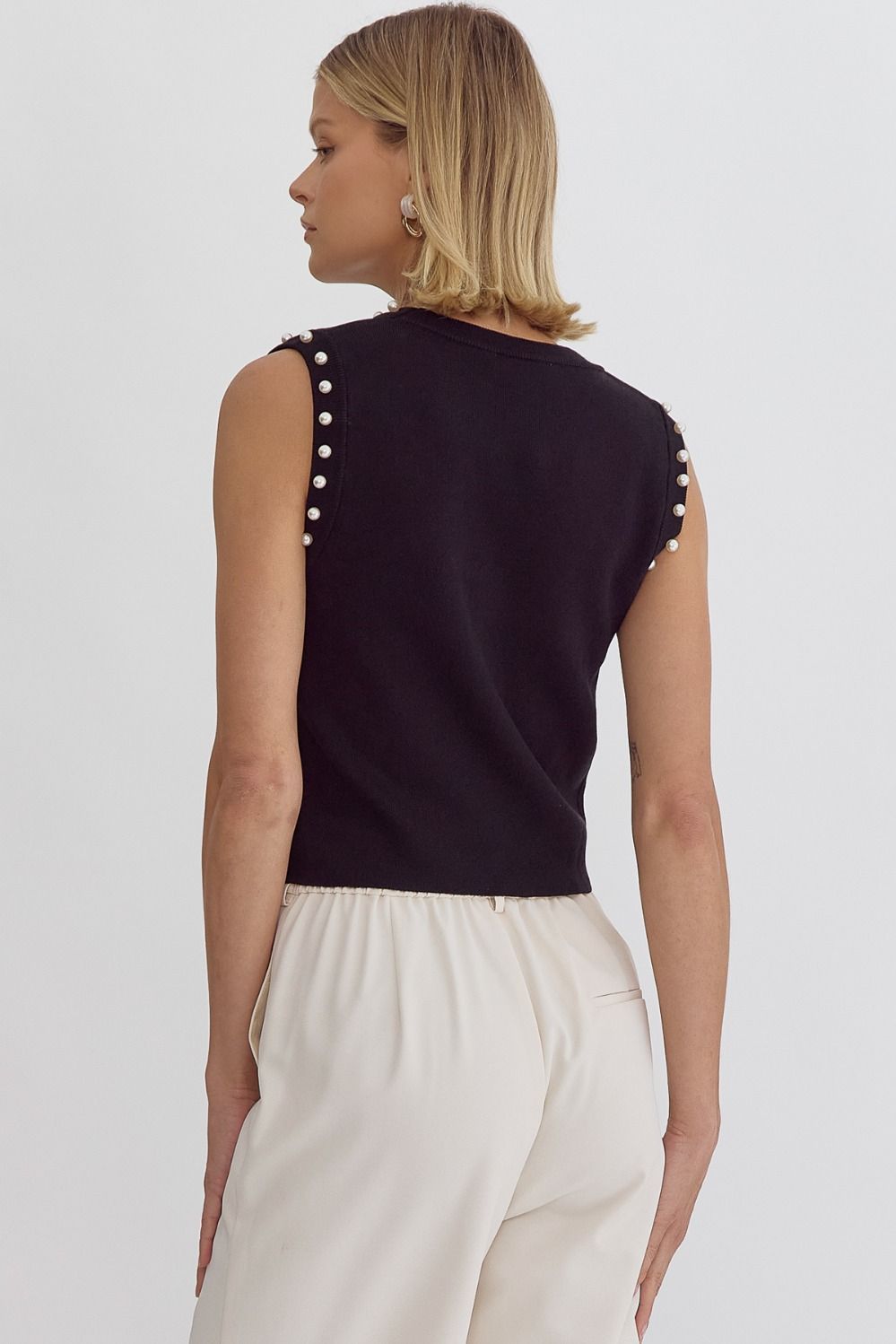 Pearl Me Up Crop Knit Top