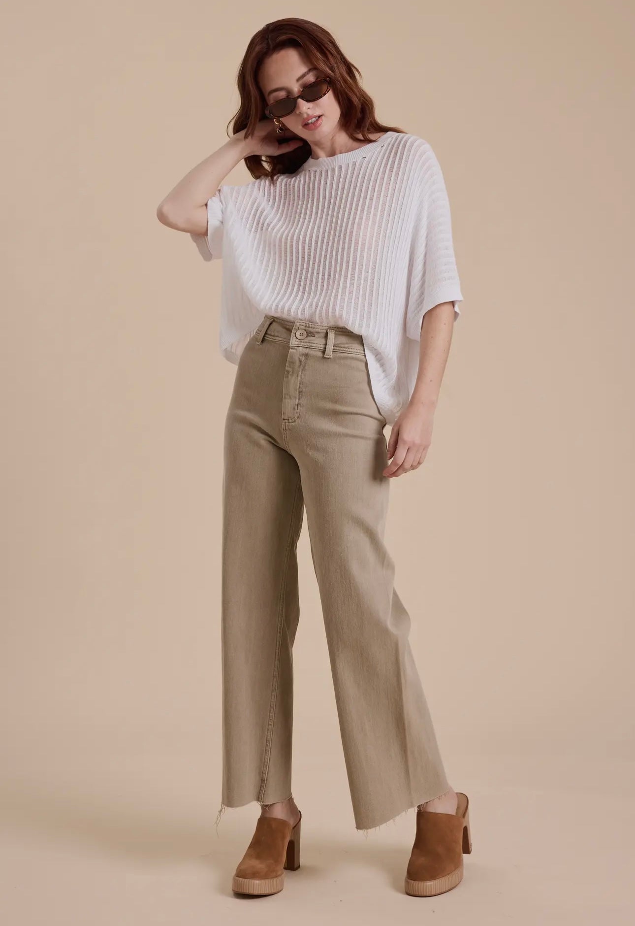 Miou Muse Straight Wide Leg Denim-Stone