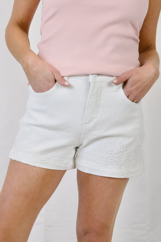 Tummy Control High Rise Embroidered Shorts~Risen