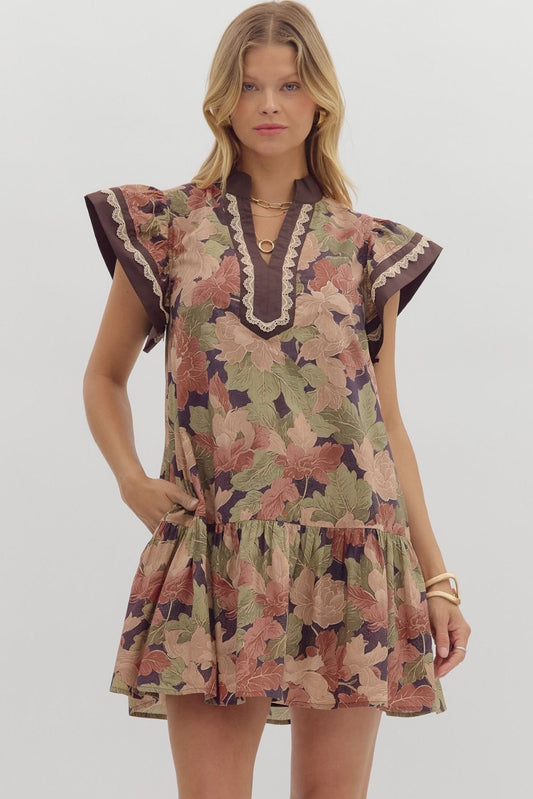 Falling Into You Floral Dress~ Entro