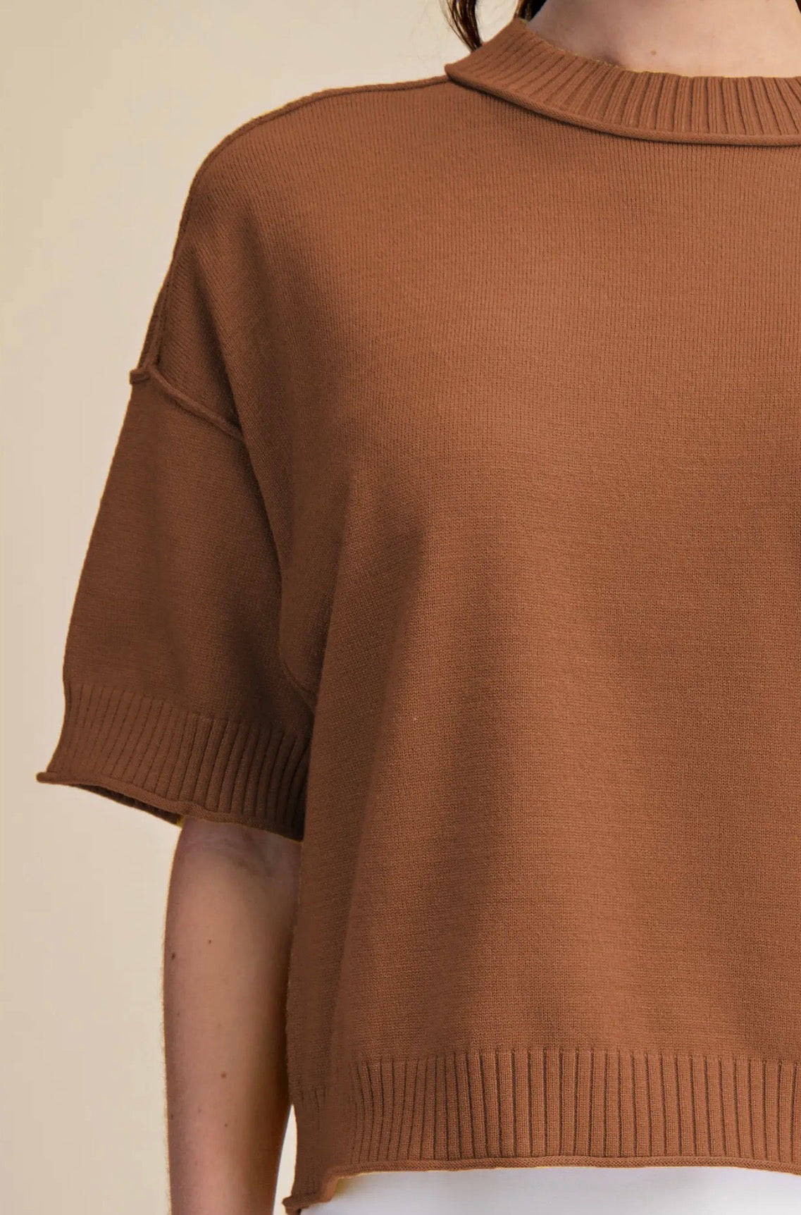 Relaxed Rust Crewneck Sweater