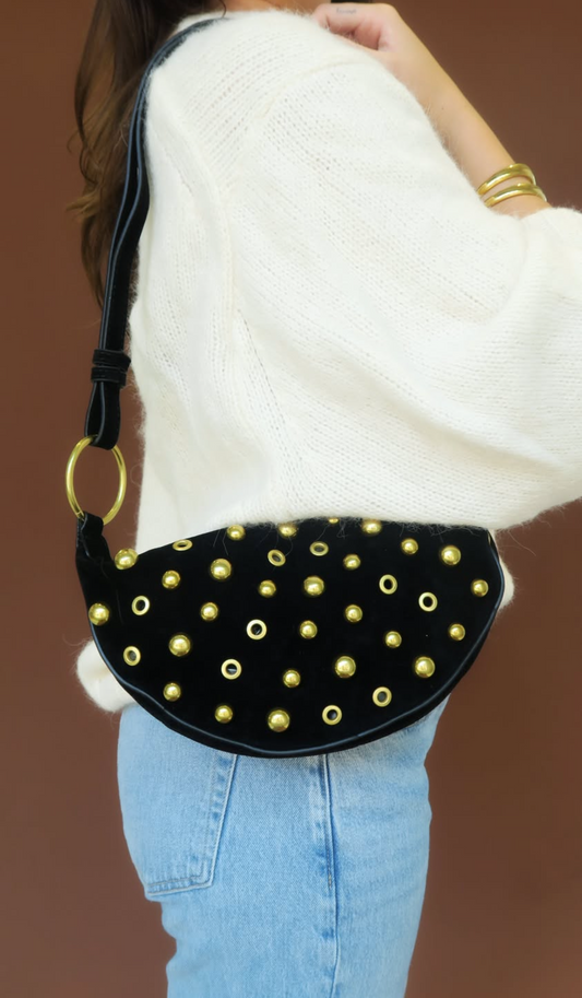 Studded Polka Dot Shoulder Purse