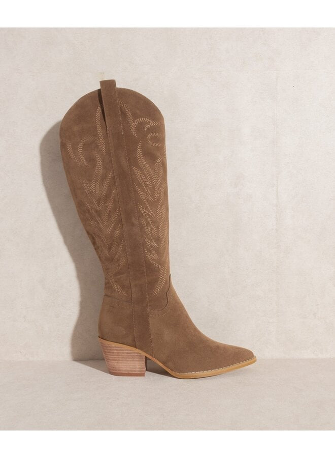 Brown Suede Tall Cowgirl Boots