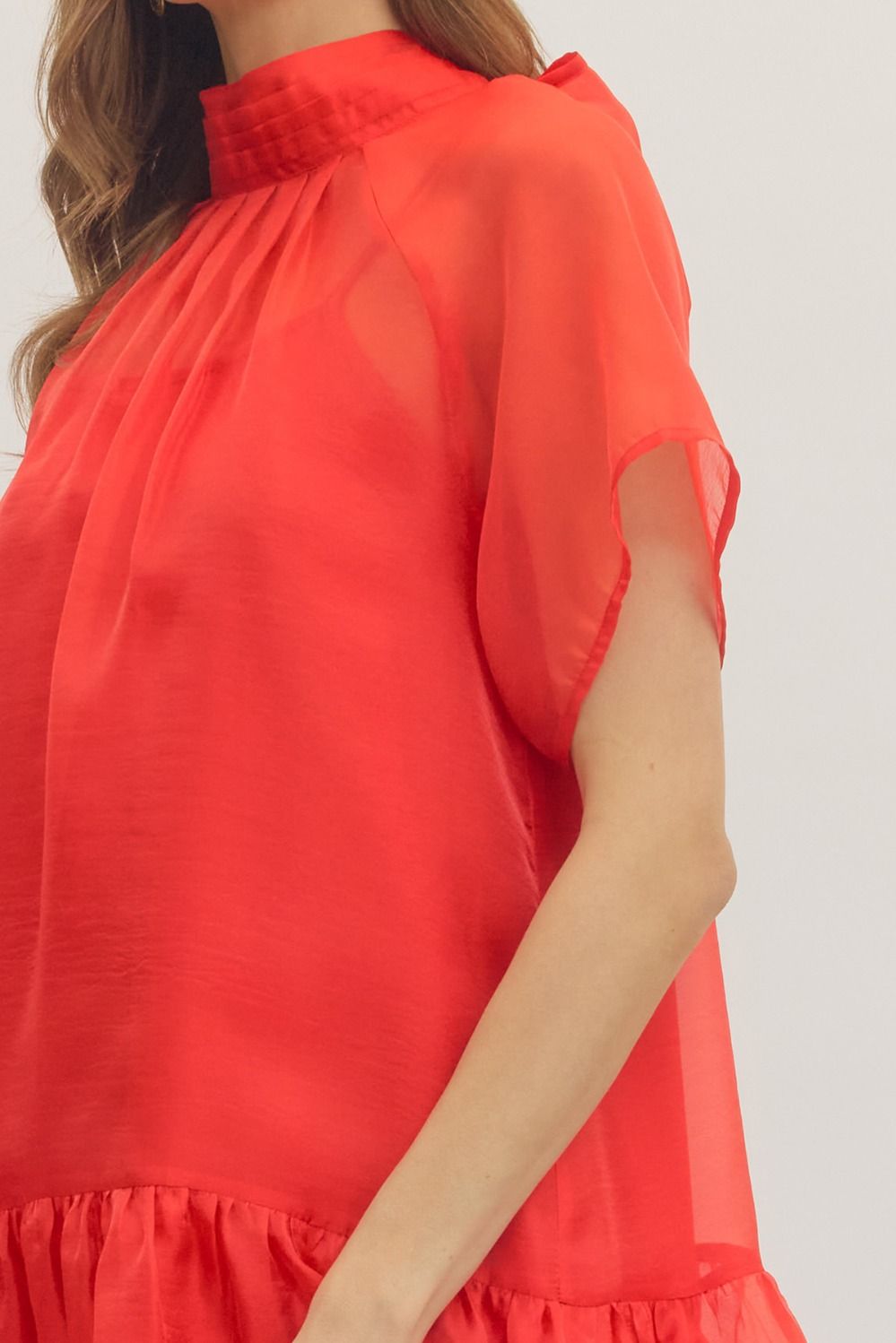 Dressed in Red Flutter Sleeve Dress