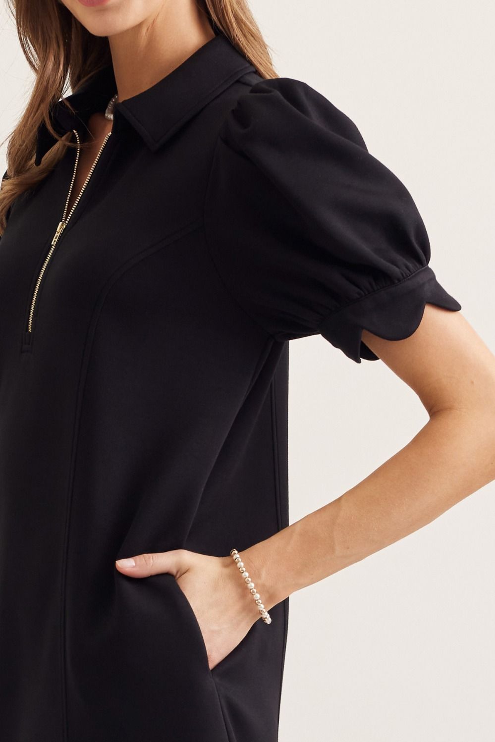 Julia Black Scalloped Tennis Dress