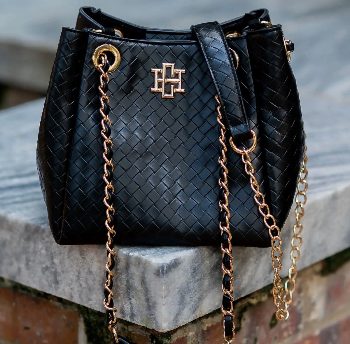 Lainey Mini Tote Black Woven Purse~Caroline Hill