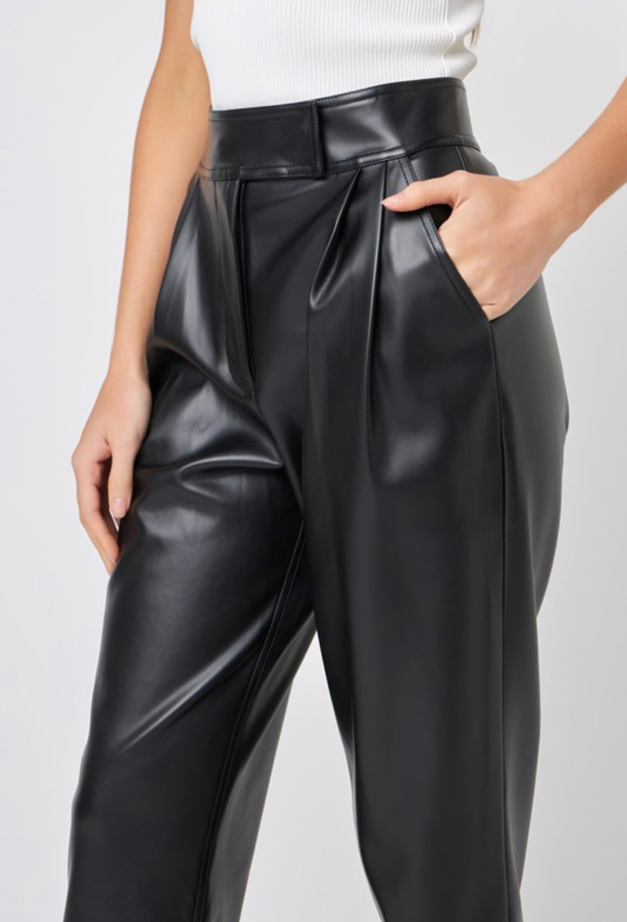 English Factory Faux Leather Pleated Pants