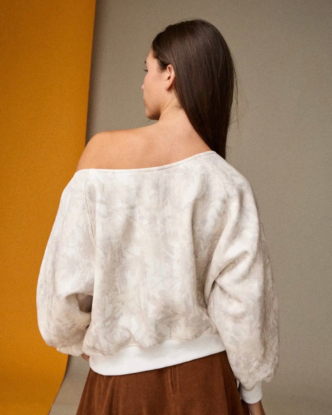 Camo Long Sleeve off the Shoulder Pullover