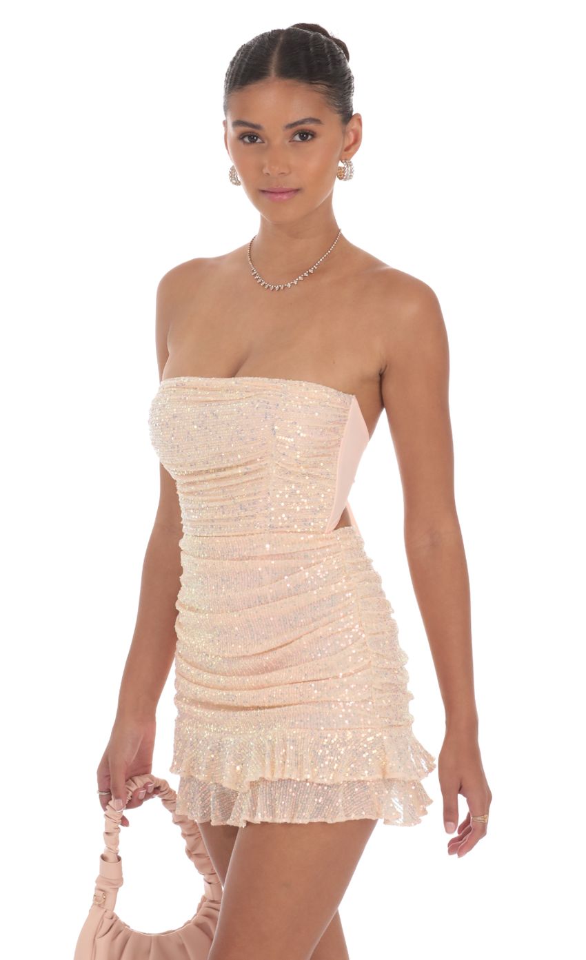 Adore Me~ Ruched Mini Dress Peachy Pink