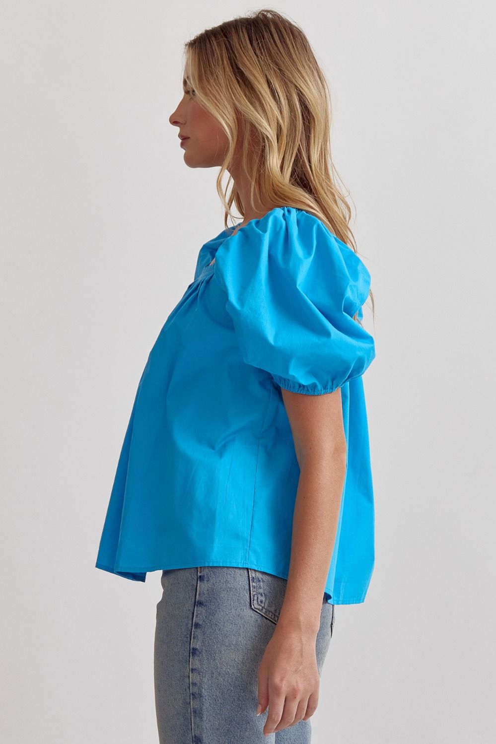 Blue Puff Sleeve Top