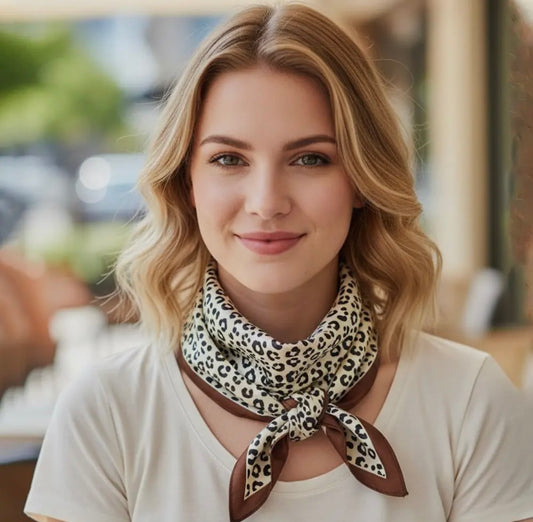 Leopard Bandana Square Neck Scarf