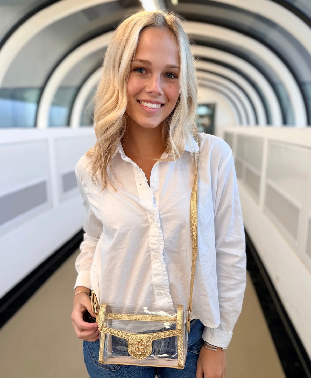 Anna Clear Stadium Bag Gold