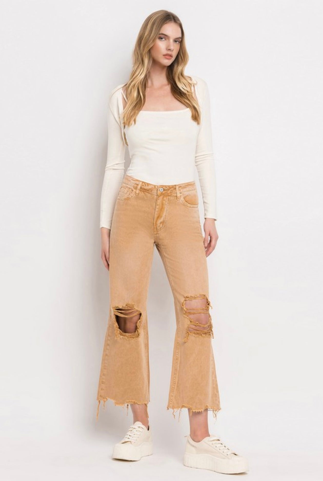 Vervet Flying Monkey Vintage Crop Straight Jeans- Brandied Melon