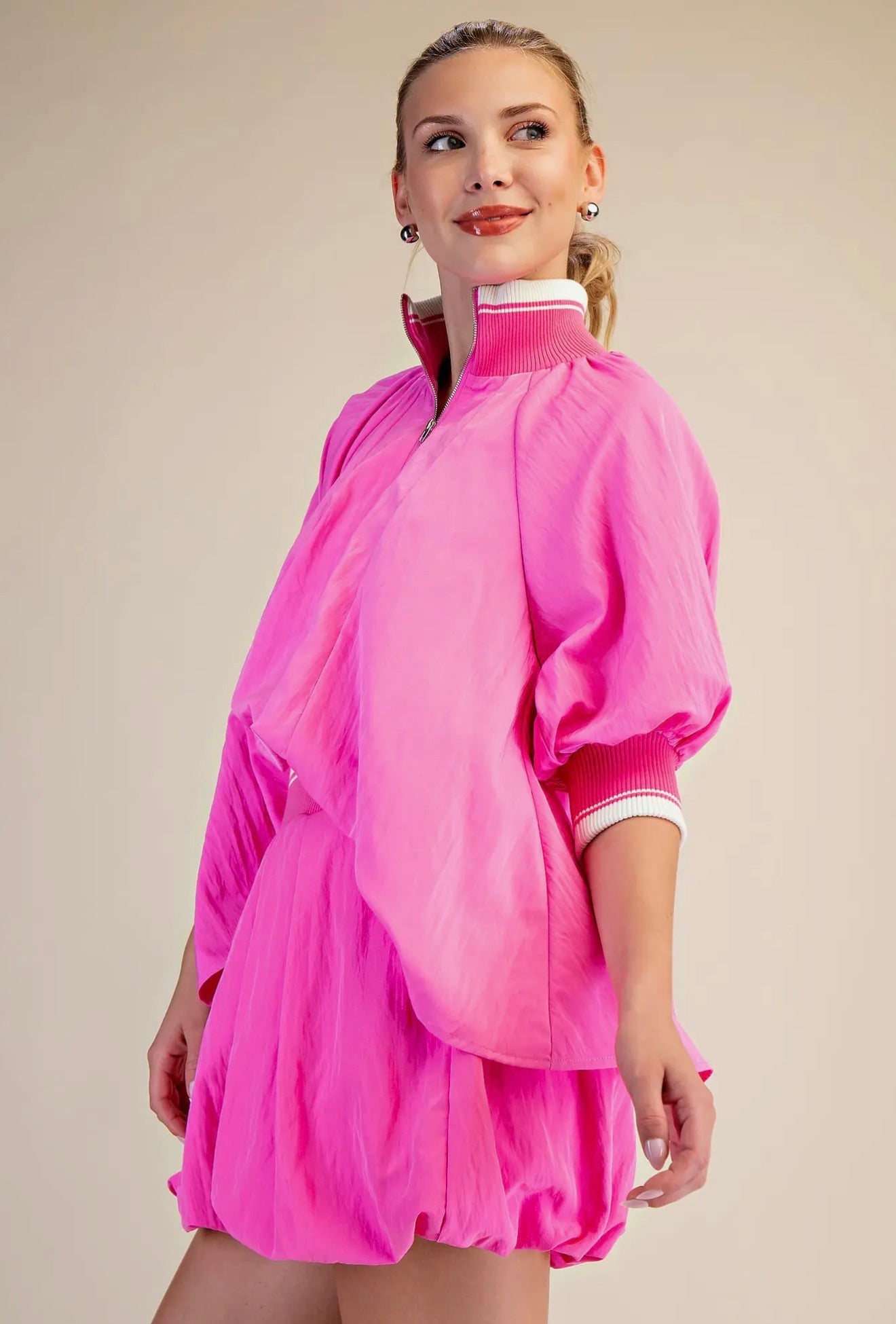 Electric Bloom Puff Sleeve Blouse