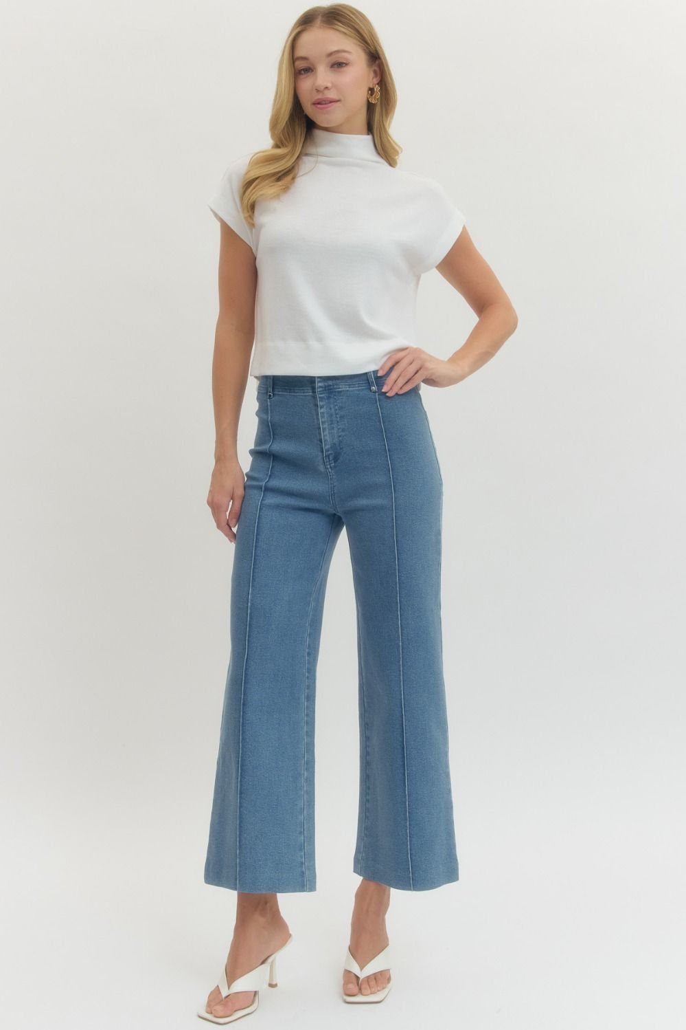High Rise Wide~Leg Pants Medium Wash~ Entro