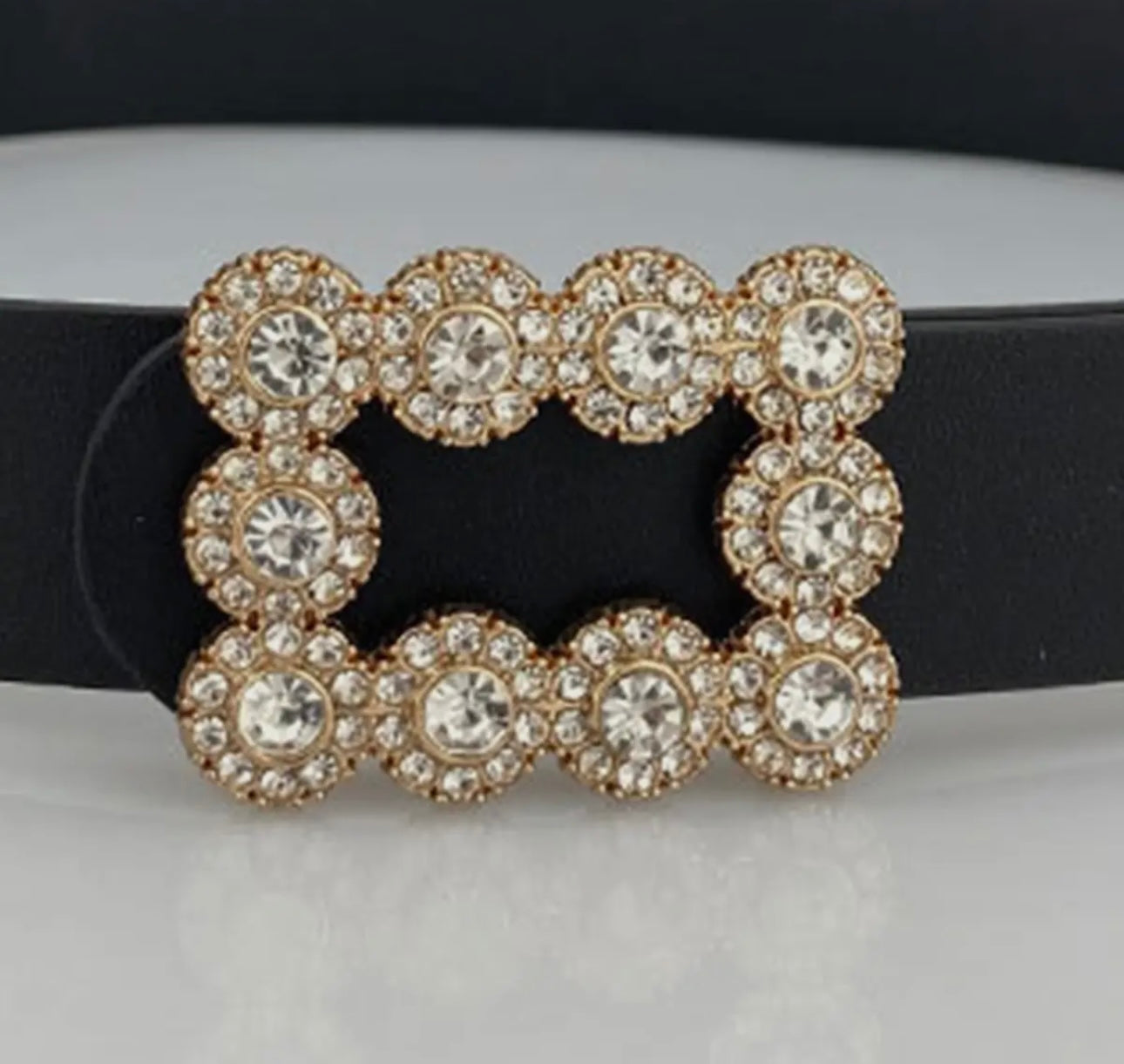 Fashion Diamond Buckle Belt Black