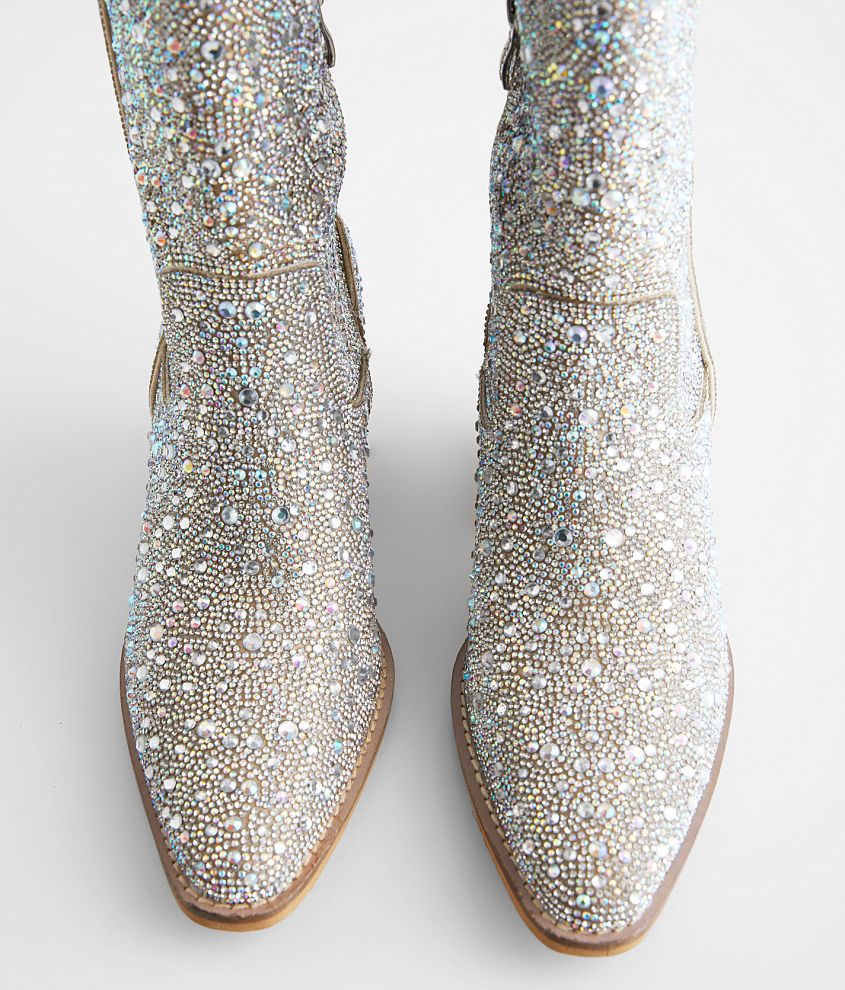 Alice Silver Rhinestone To The Knee Boots