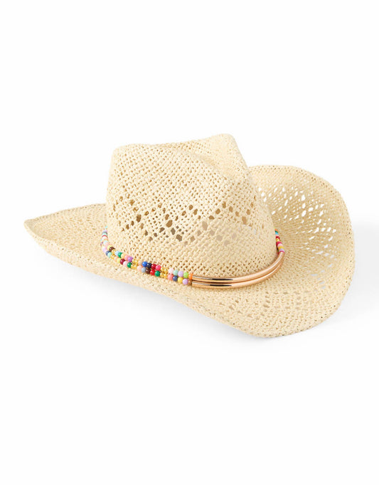 Cowgirl Straw Sun Hat Bead Trim- Natural