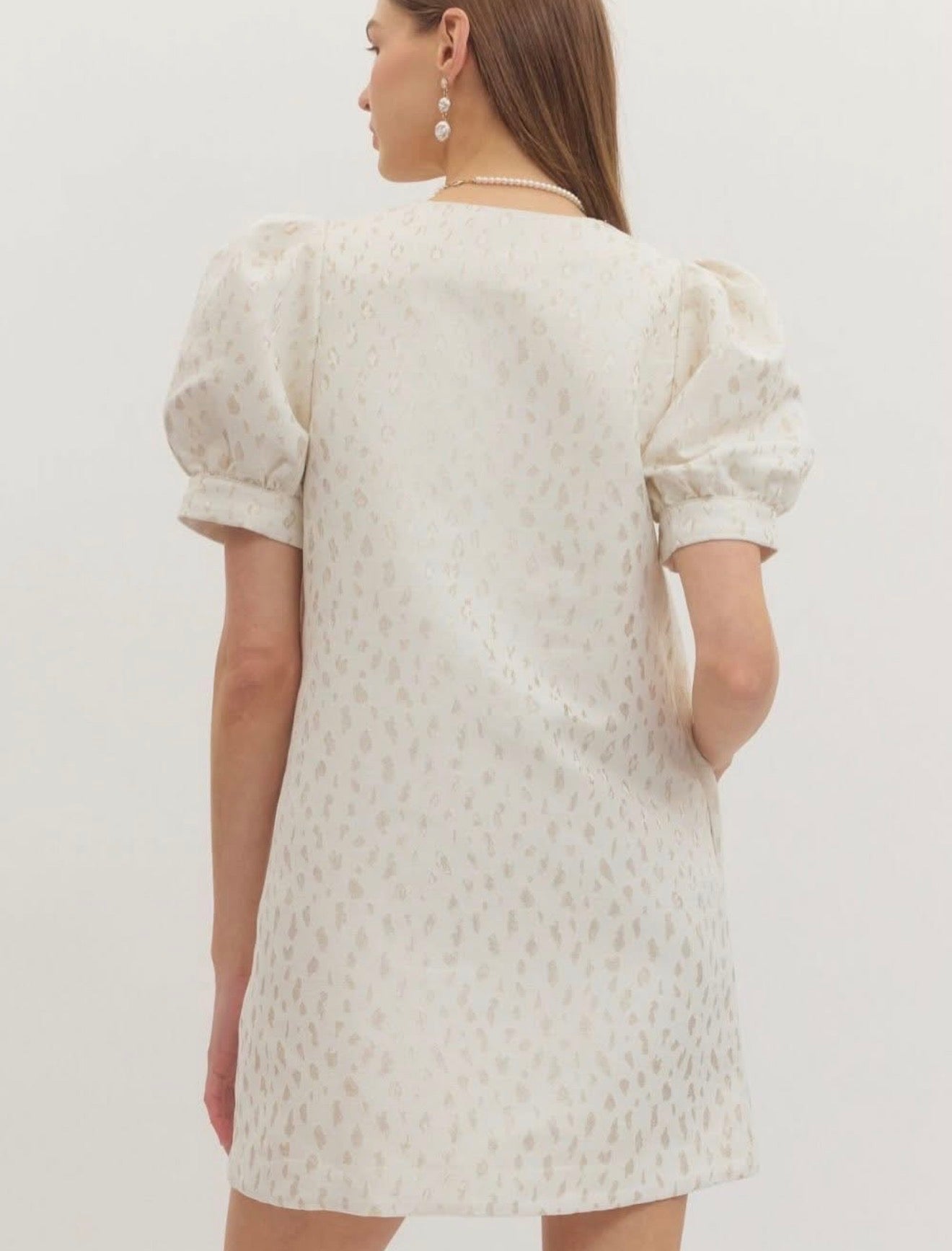 Classic Chic Puff Sleeve Dress- Cream