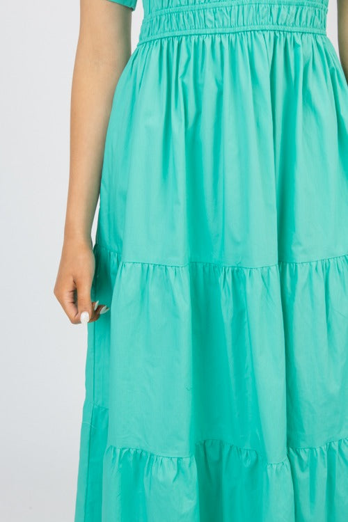 Woven Tiered Maxi Dress- Soft Jade
