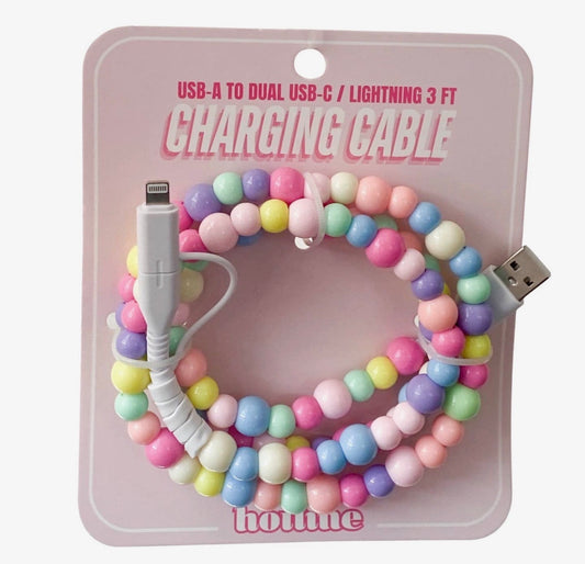 Rainbow Charger~ DUAL USB-C / USB-A TO DUAL USB-C / LIGHTNING 3 FT