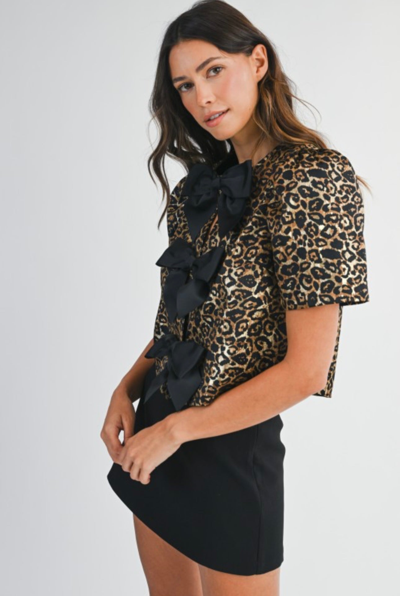 Lovestruck Babe Leopard Bow Top ￼