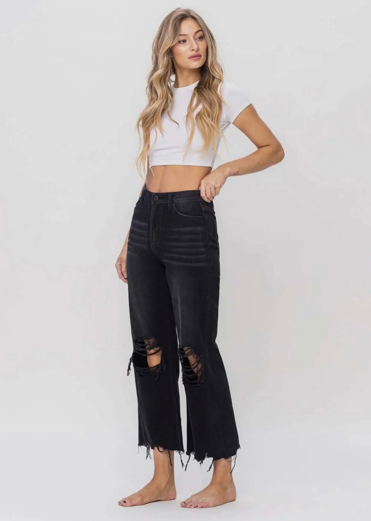 Vervet Flying Monkey Vintage Crop Straight Jeans- Black