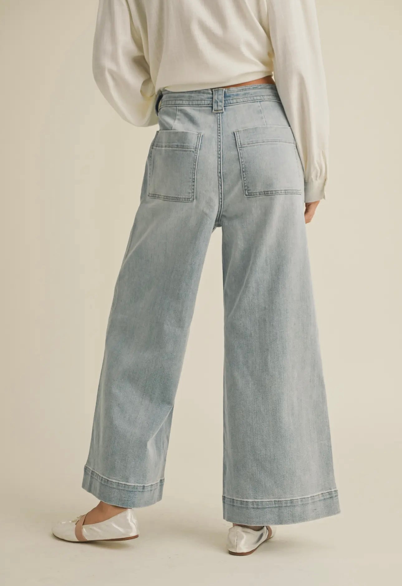 Miou Muse Washed Denim With Tie Front Pants