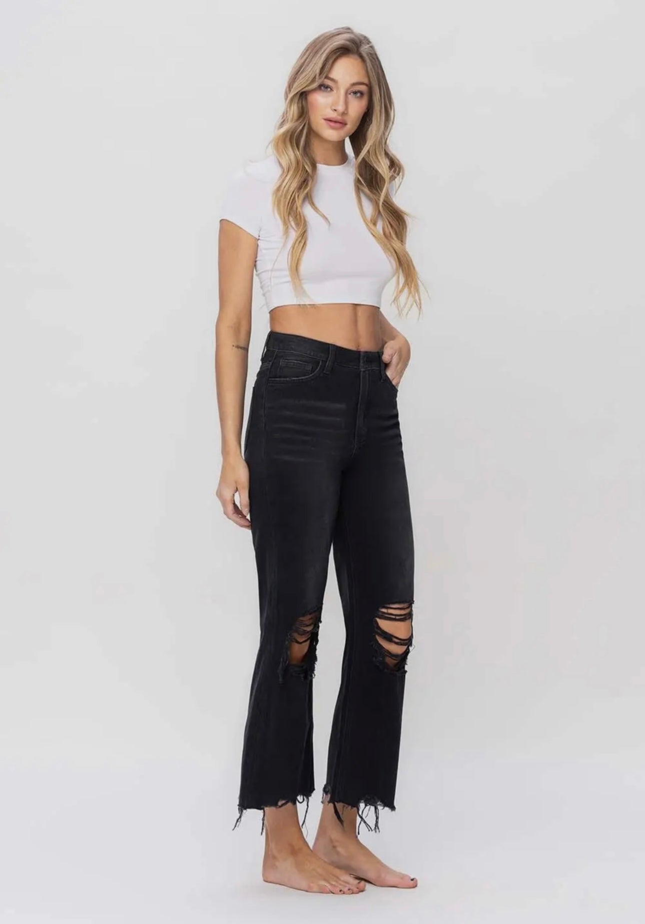 Vervet Flying Monkey Vintage Crop Straight Jeans- Black