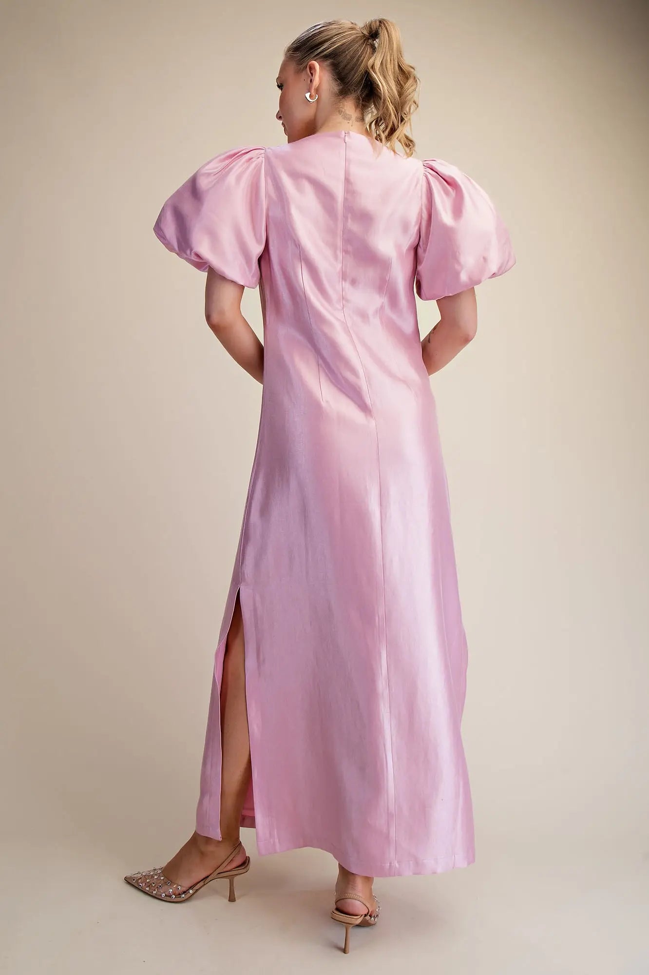 Pretty In Pink Glossy Maxi Dress