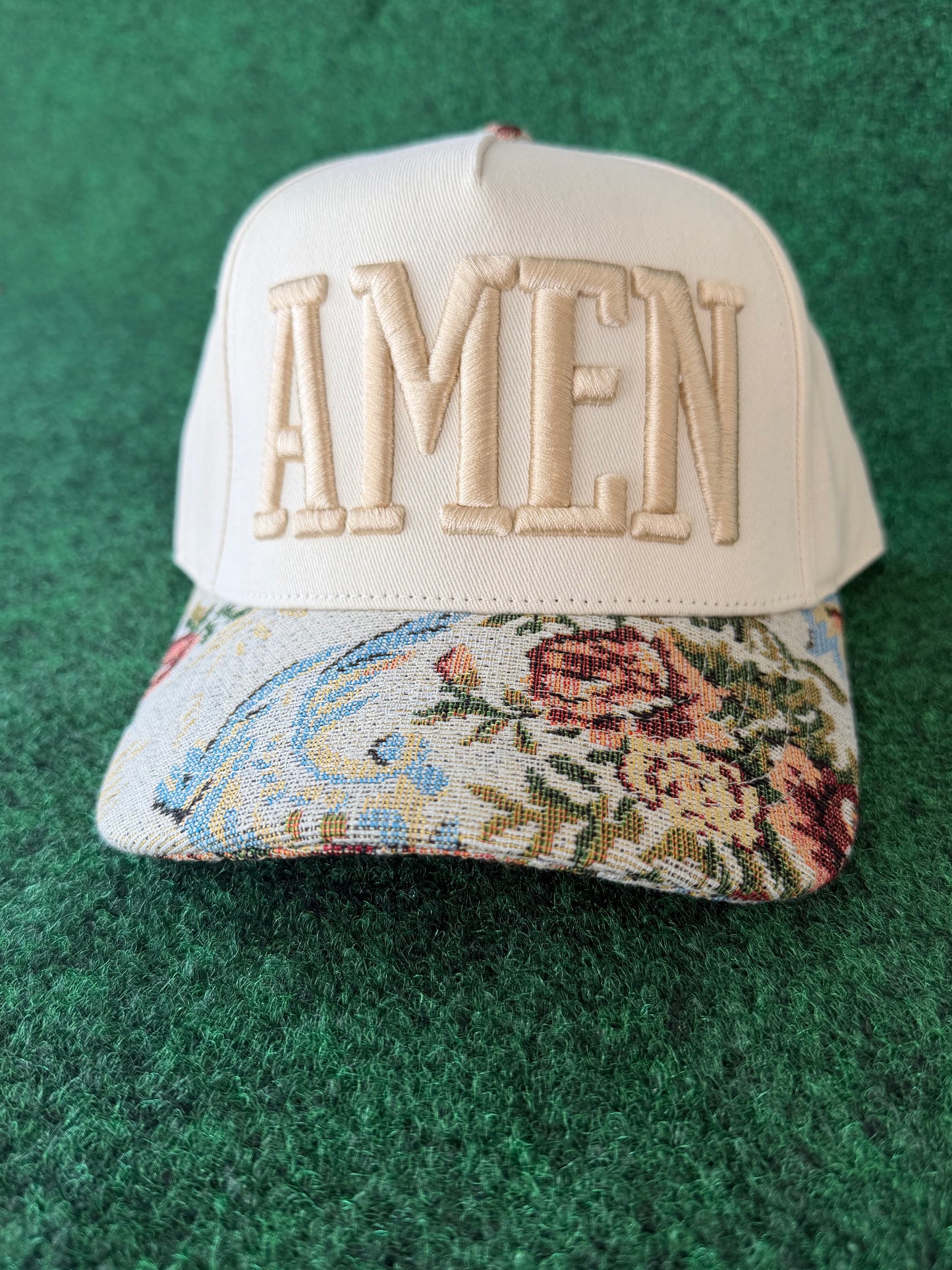 Amen~Puff Embroidered Floral Bill Hat