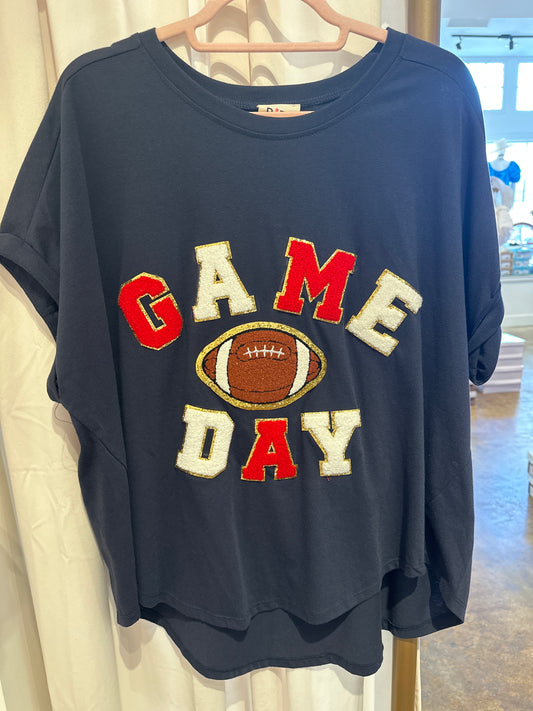 Navy and Red Vintage Game Day Top