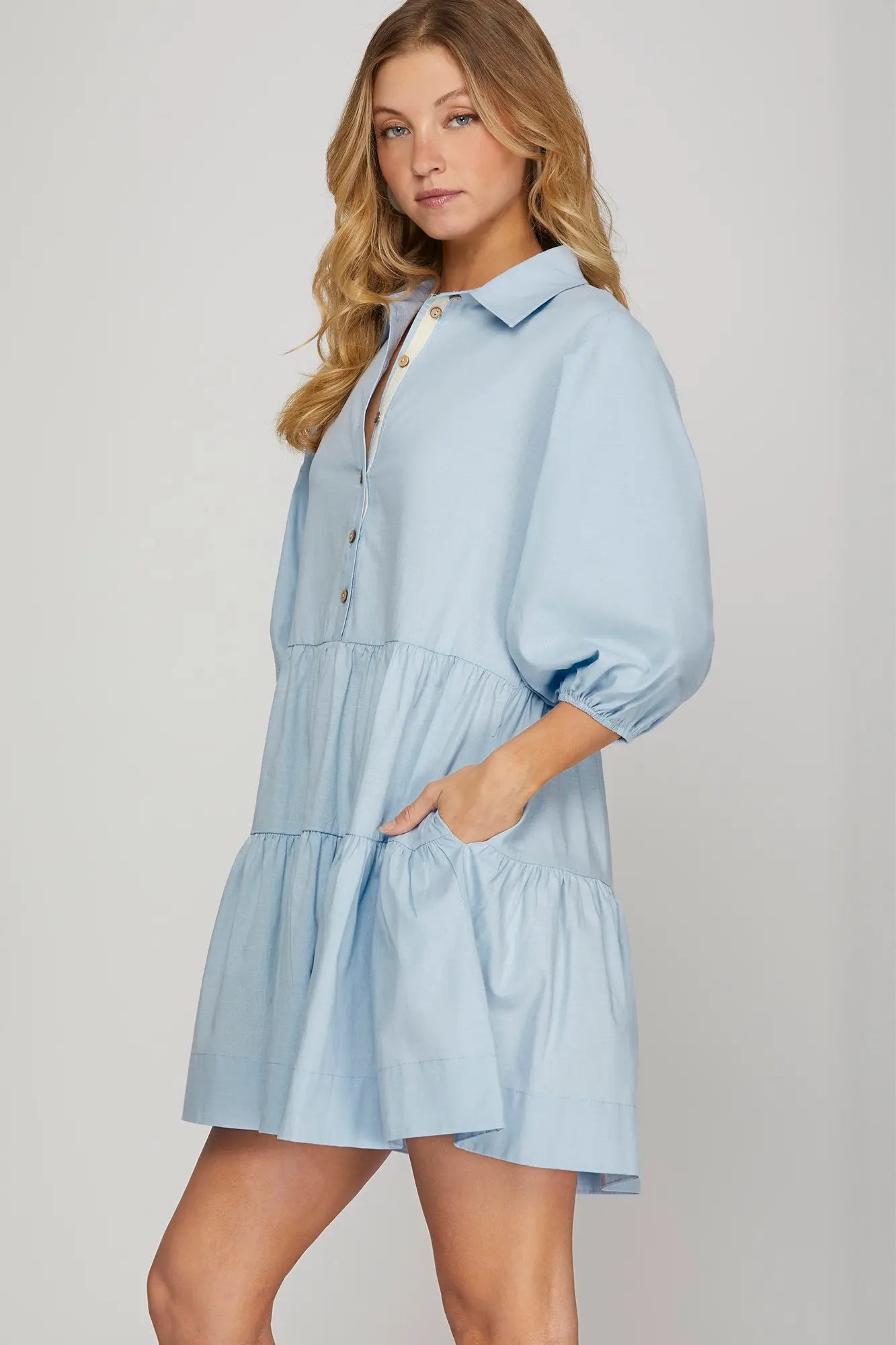 Blue Skies Button Down Dress