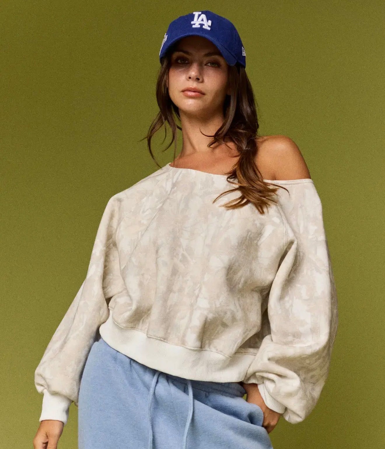 Camo Long Sleeve off the Shoulder Pullover