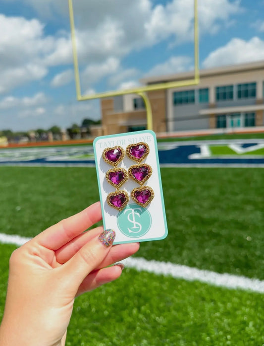 Purple & Gold Beaded Hearts