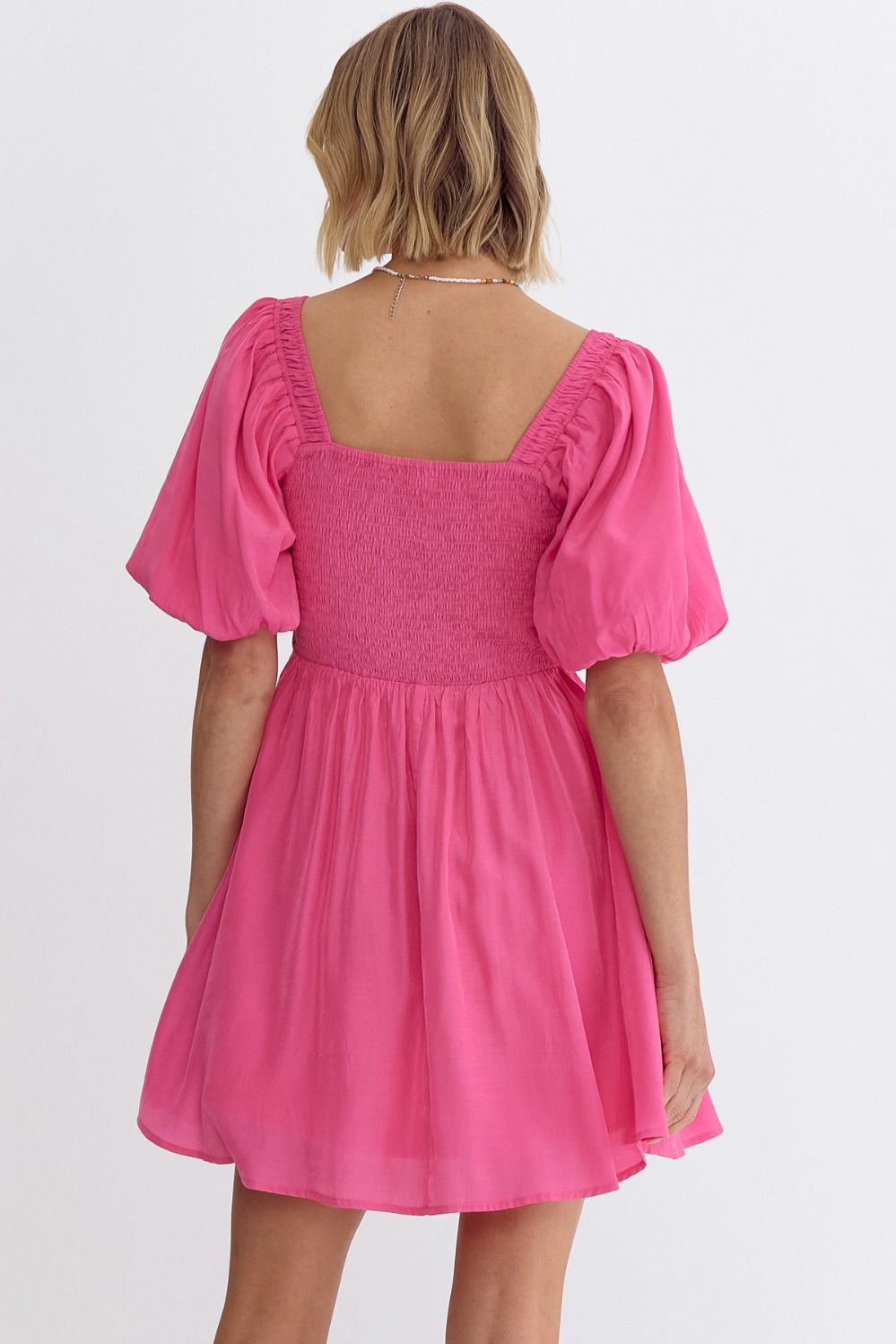 Pink Square Neck Mini Dress